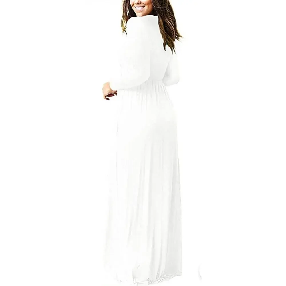 Women Long Sleeve Loose Plain Maxi Dresses Casual Long Dresses XXL NWT - Picture 2 of 2